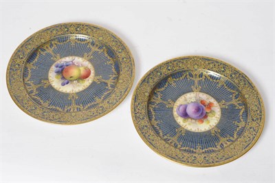 Lot 87 - A Pair of Royal Worcester Porcelain Fruit Painted Cabinet or Dessert Plates, Albert Shuck,...