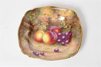 Lot 89 - A Royal Worcester Porcelain Fruit Painted Dessert Dish, Harry Ayrton, mid 20th century, of...