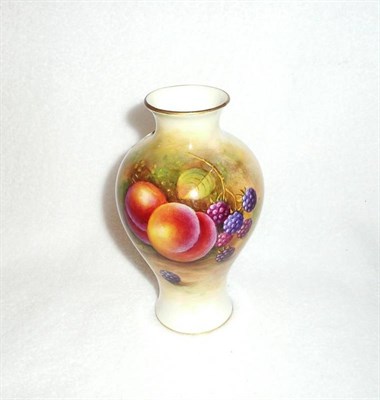 Lot 90 - A Royal Worcester Porcelain Fruit Painted Vase, Albert Shuck, mid 20th century, of baluster...
