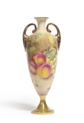 Lot 91 - A Royal Worcester Porcelain Fruit Painted Two-Handled Vase, 2nd half of 20th century, of...