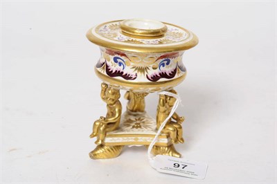 Lot 97 - A Duesbury Derby Porcelain Inkwell, circa 1825, the shallow campana shape vessel with conical...