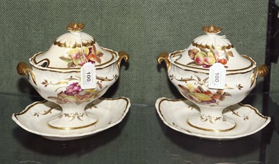 Lot 100 - A Pair of English Fruit Painted Porcelain Dessert Tureens and Covers, circa 1830, each with...