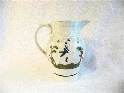 Lot 108 - A Prattware Duke of York and Prince Coburg Jug, circa 1794, of baluster shape, moulded on one...