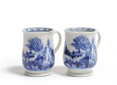 Lot 119 - A Pair of Richard Chaffers & Co, Liverpool, Porcelain Baluster Shape Small Mugs, circa 1770,...