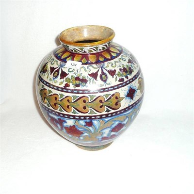 Lot 124 - A Gubbio Style Neo-Renaissance Lustre Pottery Large Vase, 20th century, of compressed ovoid...