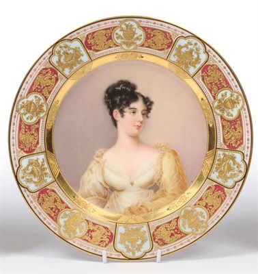 Lot 134 - A French Porcelain "Vienna" Portrait Painted Cabinet Plate, Martial Redon, Limoges, circa 1880,...