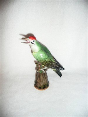 Lot 138 - A Meissen Porcelain Model of a Green Woodpecker, late 19th century, naturalistically modelled...