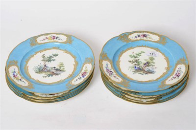 Lot 141 - A Set of Nine French Porcelain Sevres Style Cabinet Plates, mid 19th century, each centrally...