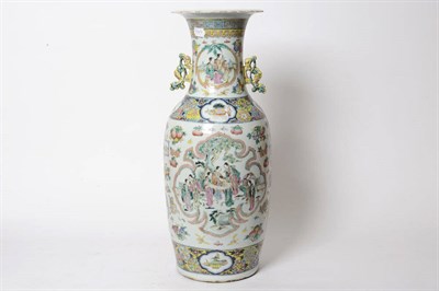 Lot 148 - A Chinese Porcelain Canton Vase, circa 1900, of baluster shape, with pine tree pierced and...