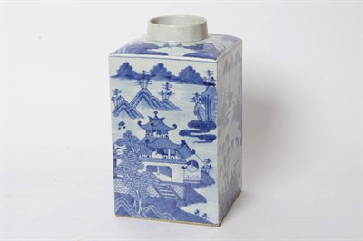 Lot 157 - A Chinese Blue and White Export Porcelain Square Section Vase, circa 1800, decorated with a...