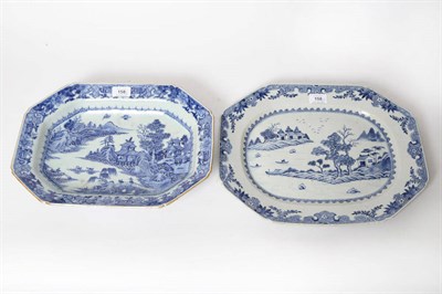 Lot 158 - An 18th Century Chinese Blue and White Export Porcelain Octagonal Dish, circa 1750, centrally...