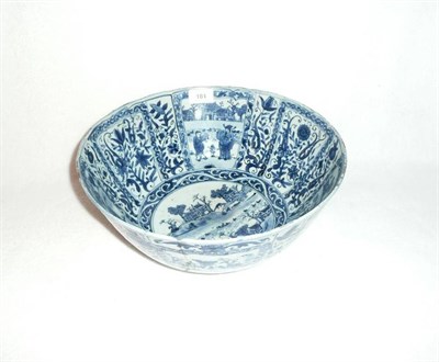 Lot 161 - A Chinese Blue and White Export Porcelain Punch Bowl, 17th century, European influenced,...