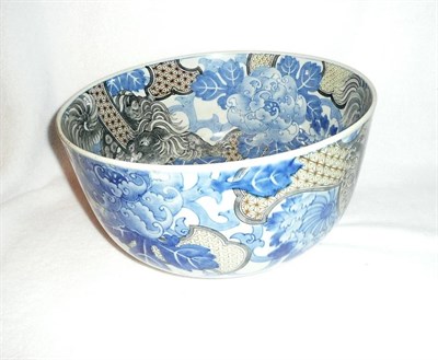 Lot 163 - A Japanese Porcelain Large Bowl, late Meiji period (1868-1912), printed and painted both internally