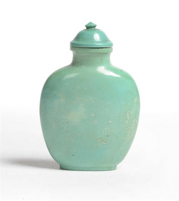 Lot 170 - A Turquoise Snuff Bottle, circa 1800-1880, of flattened ovoid plain form, domed cover, 5.6cm high