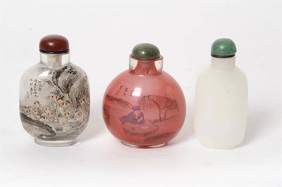 Lot 188 - An Inside Painted Glass Snuff Bottle, late 19th/early 20th century, decorated with a scholar...