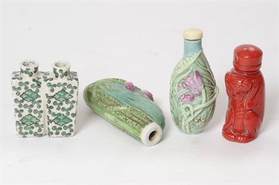 Lot 198 - A Group of Four Chinese Snuff Bottles , late 19th/early 20th century, comprising porcelain...