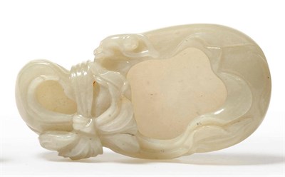 Lot 203 - A Chinese White Jade Brush Washer as a Ribbon-Tied Sack, Qing Dynasty, 18th/19th century, with...