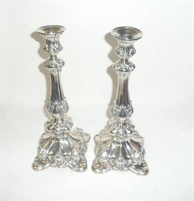 Lot 229 - A Pair of Continental Silver Candlesticks, L Janesich, probably Estonia, circa 1850, the shaped...