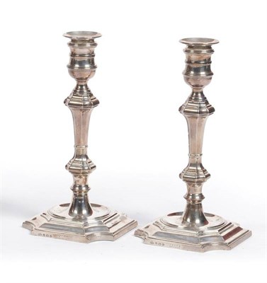 Lot 243 - A Pair of Edward VII Table Candlesticks, Elkington & Co, Birmingham 1909, with campana urns and...