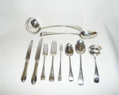 Lot 245 - An Edward VII Canteen of Old English Pattern Flatware, John Thomas Heath & John Hartshorn...