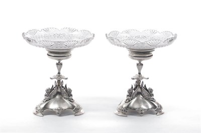 Lot 248 - A Pair of Edward VII Silver and Glass Dessert Stands, Elkington & Co Ltd, Birmingham 1903, on...