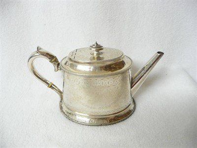 Lot 251 - A Victorian Scottish Teapot, Mackay, Cunningham & Co, Edinburgh 1871, the tapering oval body on...