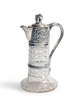 Lot 252 - A Late Victorian Cut Glass and Silver Mounted Claret Jug, Charles Boyton, London 1897, of shaft and