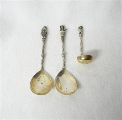 Lot 254 - Punch & Judy Interest: A Set of Three Figural Fruit Serving Spoons, Edgar Finley & Hugh Taylor,...