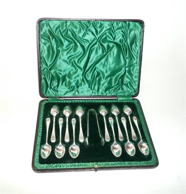 Lot 257 - A Set of Twelve Victorian Shell Pattern Teaspoons and Matching Sugar Tongs, Turner Bradbury, London