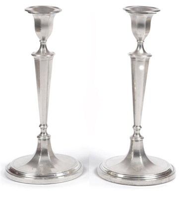 Lot 278 - A Pair of George III Candlesticks, John Parsons & Co, Sheffield 1791, the circular bases rising...