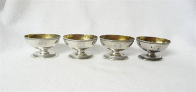 Lot 282 - A Set of Four George III Salts, John Wakelin & William Taylor, London 1782, each oval vessel gilded