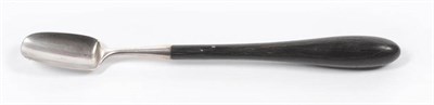 Lot 291 - A Rare George III Provincial Cheese Scoop, George Walker I, Chester 1794, the turned ebony...