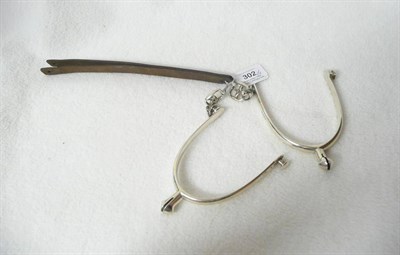 Lot 302 - A Pair of George V Silver Spurs, maker's mark CH, Birmingham 1920, retailer's Harrods, of...