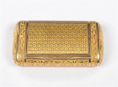 Lot 316 - A French Gold Snuff Box, indistinct marks, circa 1820, of rectangular cushion form, engraved...