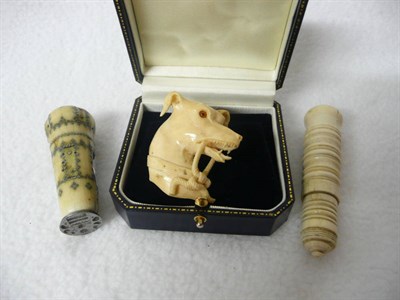 Lot 318 - A Pique Decorated Ivory Seal, circa 1700, of tapered cylindrical form with cushion shaped head,...