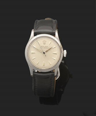 Lot 320 - A Stainless Steel Automatic Centre Seconds Wristwatch, signed Rolex, Oyster Perpetual, Ref:...