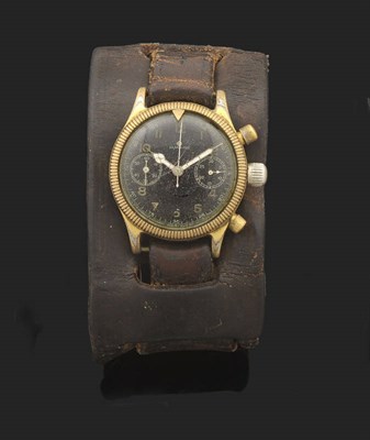 Lot 323 - A Rare Military Aviator's Chronograph Wristwatch, signed Tutima, Glashutte, circa 1940, frosted...