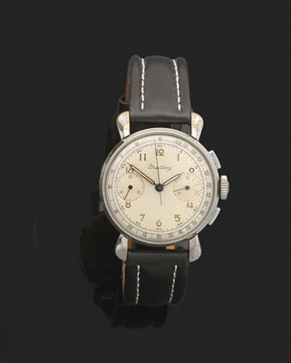 Lot 326 - A Chrome Plated Chronograph Wristwatch, signed Breitling, circa 1945, nickel finished lever...