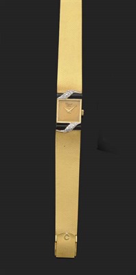 Lot 360 - A Lady's 18ct Gold Onyx and Diamond Set Wristwatch, signed Chopard, Geneve, retailed by Kutchinsky