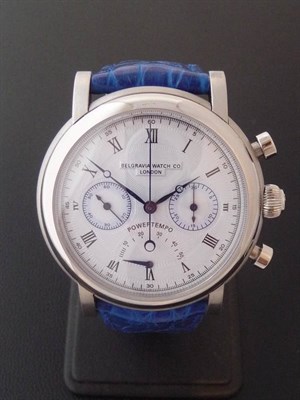 Lot 365 - A Stainless Steel Limited Edition Chronograph Wristwatch with Power Reserve Indication, signed...