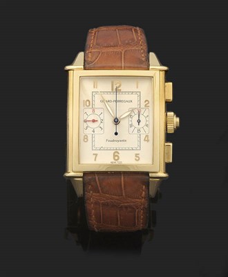 Lot 383 - A Fine 18ct Gold Split Seconds Chronograph Automatic Wristwatch with Flying 1/8th Second...