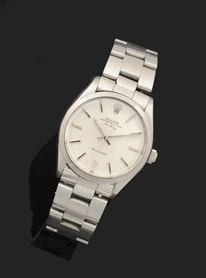 Lot 385 - A Stainless Steel Automatic Centre Seconds Wristwatch, signed Rolex Oyster Perpetual, Model:...