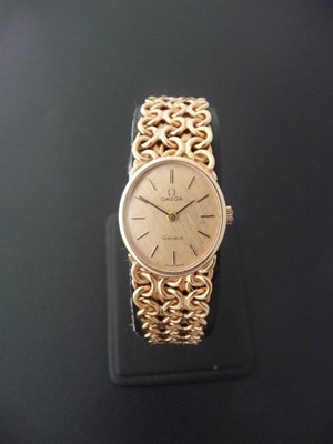 Lot 387 - A Lady's 9ct Gold Wristwatch, signed Omega, Geneve, circa 1975, gilt finished movement,...