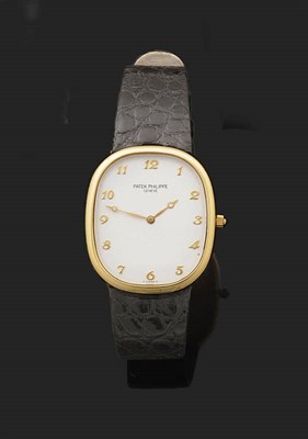 Lot 393 - A Fine 18ct Gold Automatic Rectangular Wristwatch, signed Patek Philippe, Geneve, Model:...