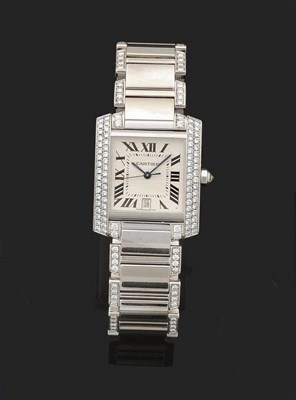 Lot 394 - A Fine Gents 18ct White Gold Diamond Set Automatic Calendar Centre Seconds Wristwatch, signed...