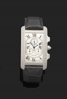 Lot 396 - A Gents 18ct White Gold Diamond Set Calendar Chronograph Wristwatch, signed Cartier, Model:...