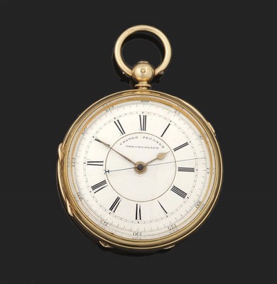 Lot 404 - An 18ct Gold Open Faced Chronograph Pocket Watch, 1877, frosted gilt finished lever movement, white