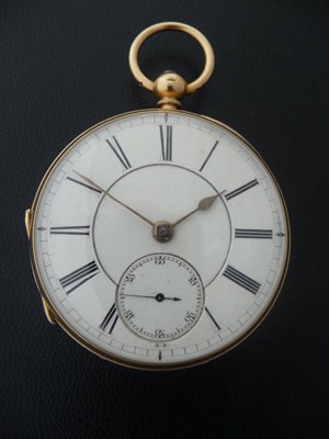 Lot 409 - An 18ct Gold Open Faced Lever Pocket Watch, 1888, gilt fusee lever movement under dust cover,...