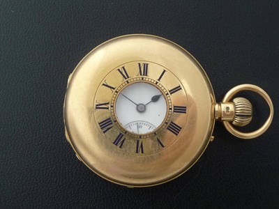 Lot 410 - An 18ct Gold Half Hunting Cased Keyless Lever Pocket Watch, retailed by Wm Wray & Son, 38 New...