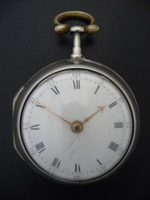 Lot 425 - A Silver Pair Cased Cylinder Pocket Watch, signed Alex Dickie, Edinburgh, No345, 1782, gilt...